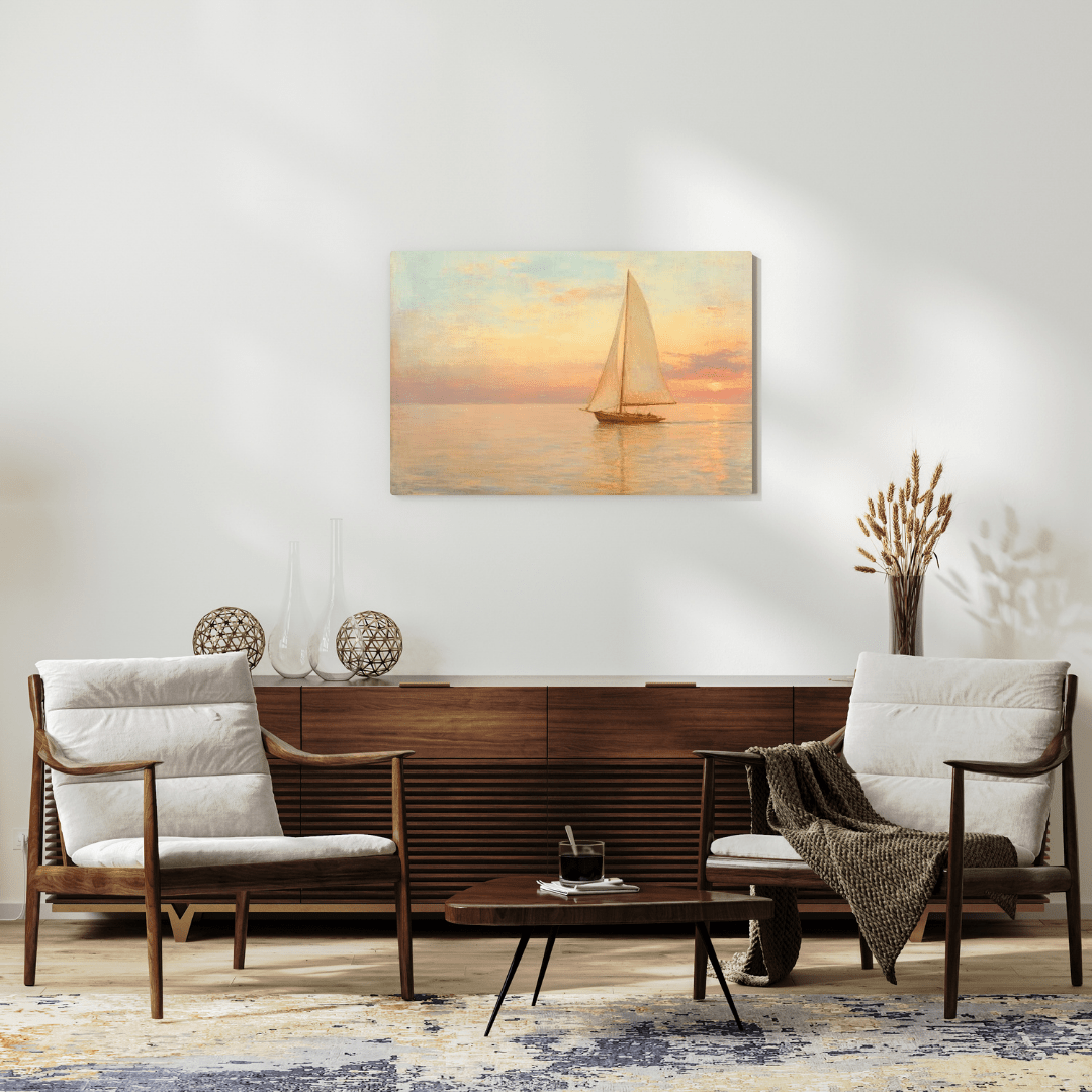 Peaceful Sail at Sunset - Nautical Wall Art - Aestheticanvas