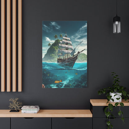 Pirate Ship and Tropical Marine Life - Nautical Wall Art - Aestheticanvas