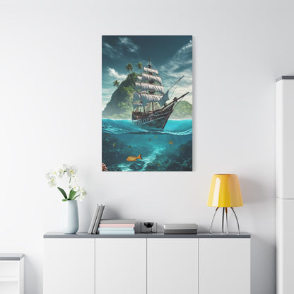 Pirate Ship and Tropical Marine Life - Nautical Wall Art - Aestheticanvas