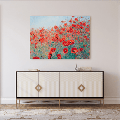 Poppies in Bloom: Red Field - Flower Wall Art - Aestheticanvas