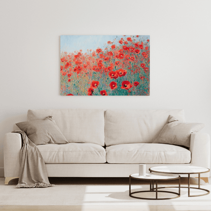 Poppies in Bloom: Red Field - Flower Wall Art - Aestheticanvas