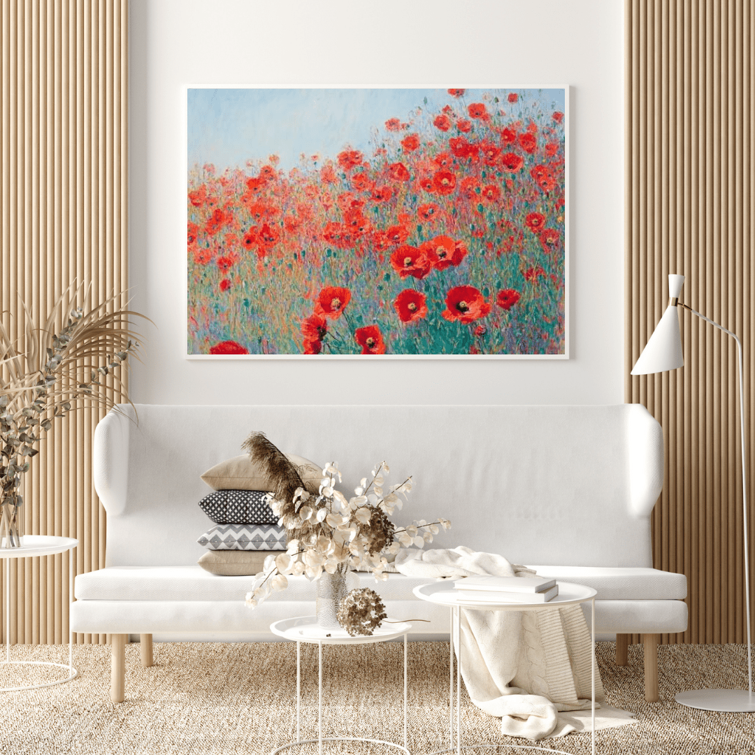 Poppies in Bloom: Red Field - Flower Wall Art - Aestheticanvas