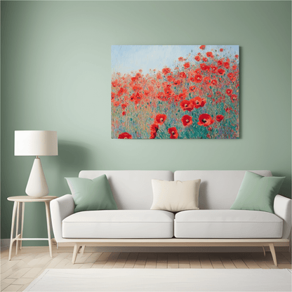 Poppies in Bloom: Red Field - Flower Wall Art - Aestheticanvas