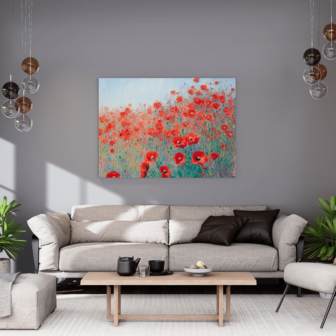 Poppies in Bloom: Red Field - Flower Wall Art - Aestheticanvas