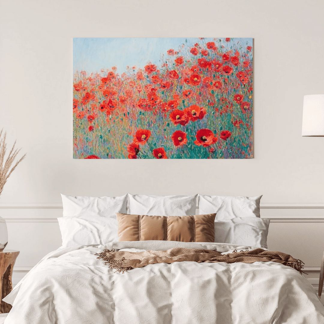 Poppies in Bloom: Red Field - Flower Wall Art - Aestheticanvas