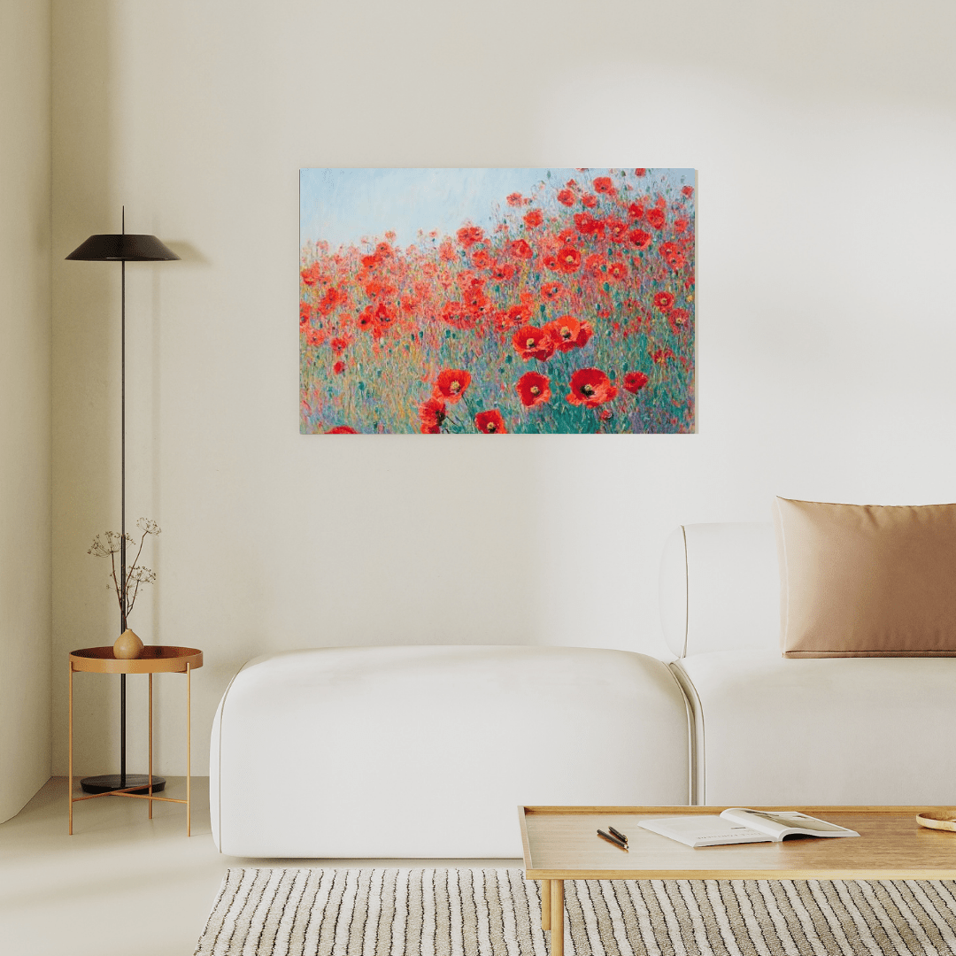 Poppies in Bloom: Red Field - Flower Wall Art - Aestheticanvas