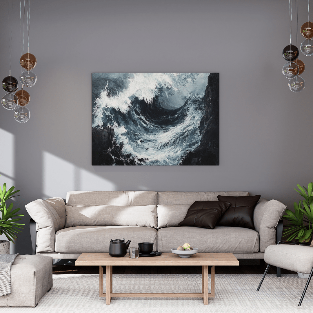 Raging Ocean Crashing Into Rocks - Seascape Wall Art - Aestheticanvas