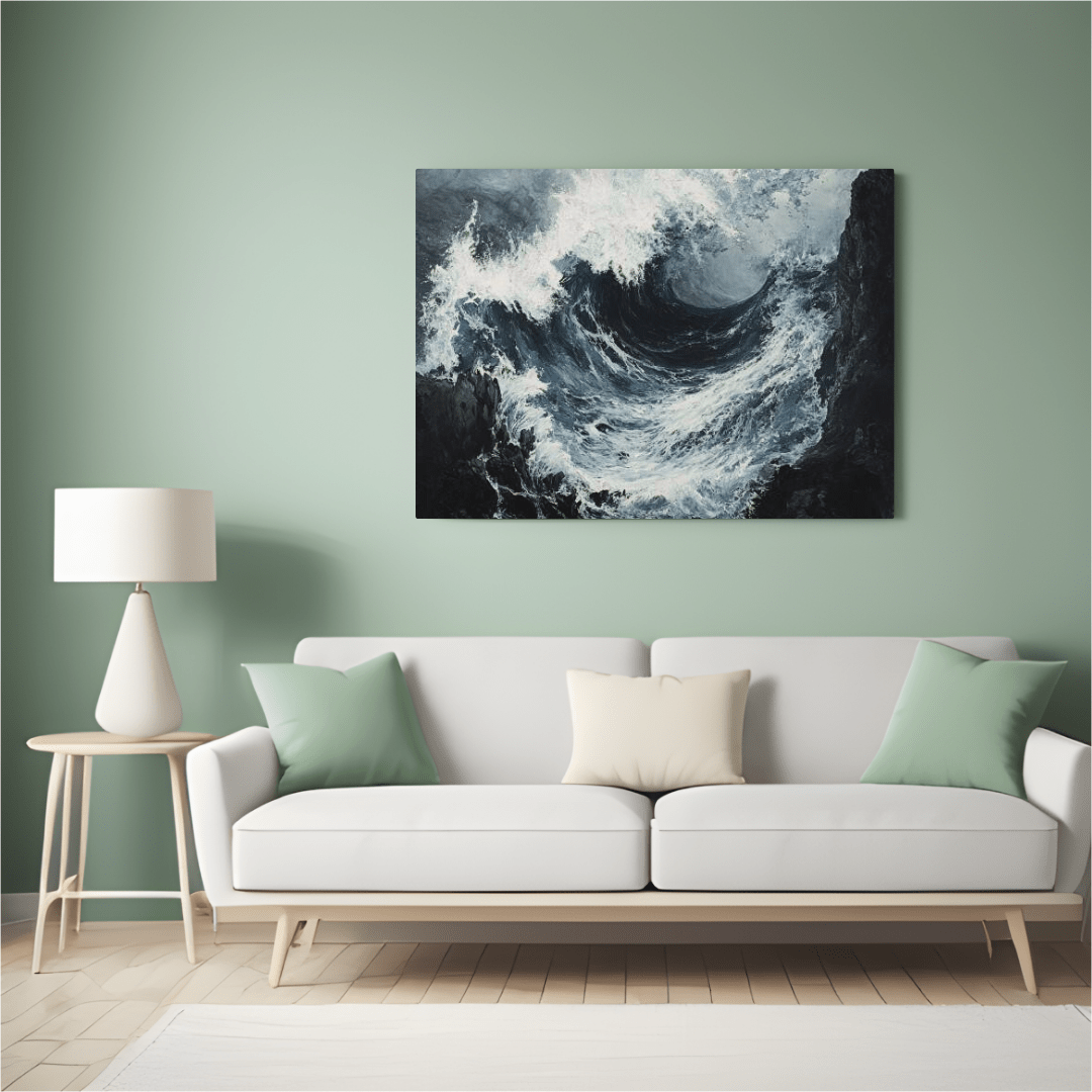 Raging Ocean Crashing Into Rocks - Seascape Wall Art - Aestheticanvas