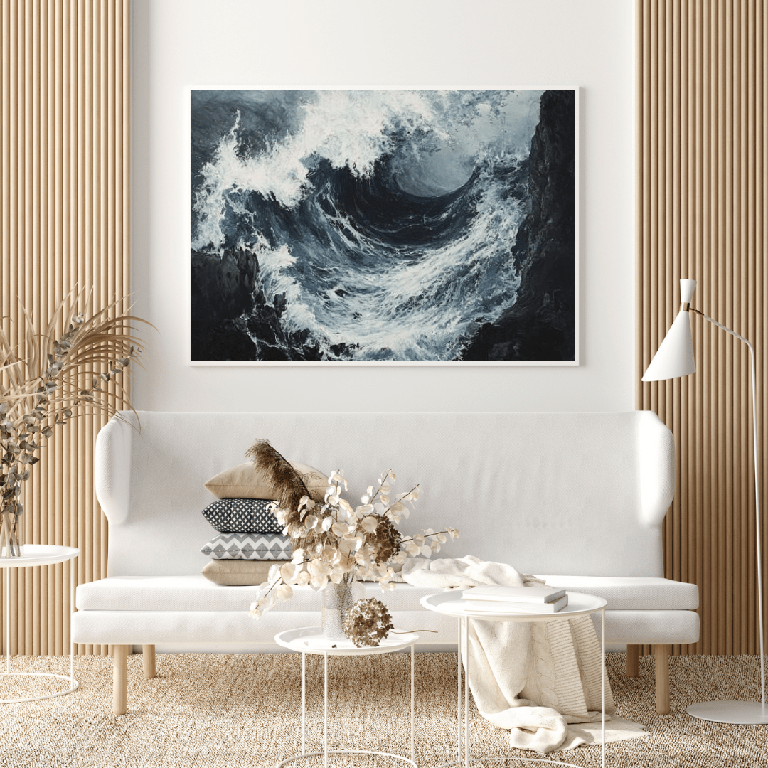 Raging Ocean Crashing Into Rocks - Seascape Wall Art - Aestheticanvas