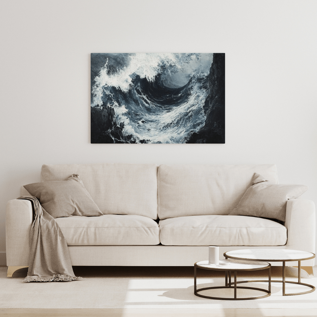 Raging Ocean Crashing Into Rocks - Seascape Wall Art - Aestheticanvas