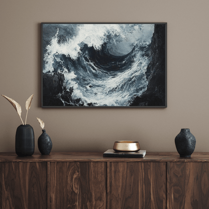 Raging Ocean Crashing Into Rocks - Seascape Wall Art - Aestheticanvas