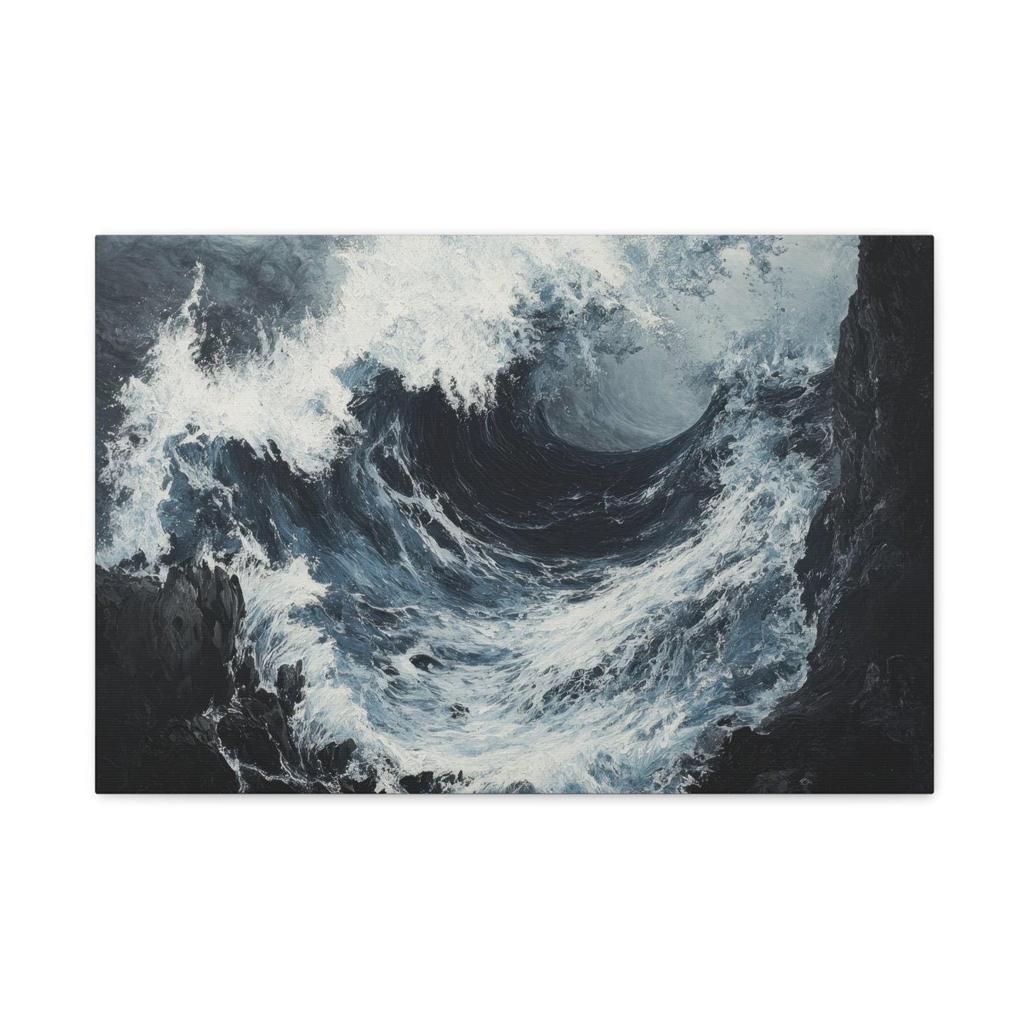 Raging Ocean Crashing Into Rocks - Seascape Wall Art - Aestheticanvas