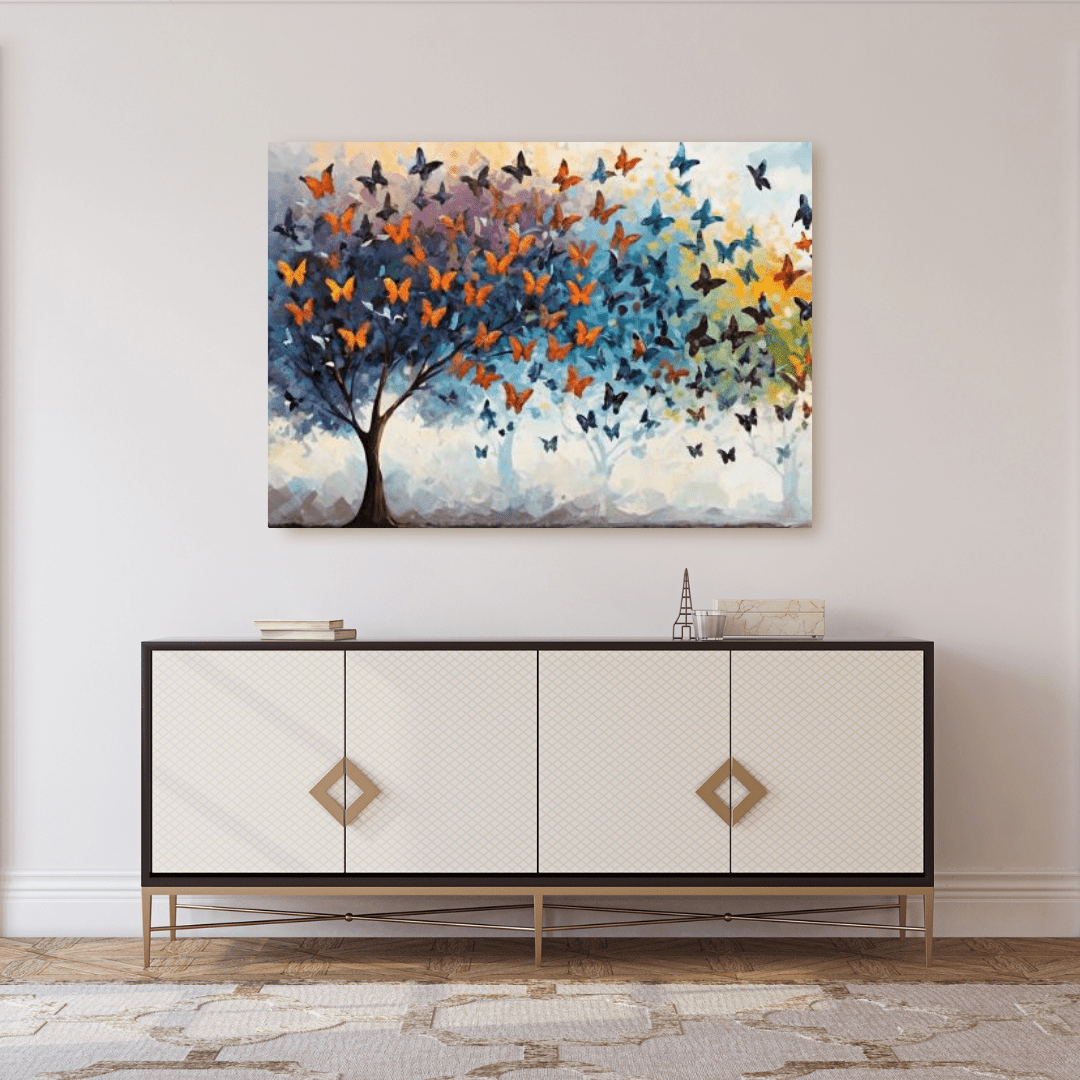 Rainbow Butterflies - Abstract Wall Art - Aestheticanvas