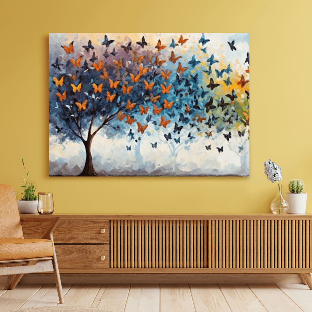 Rainbow Butterflies - Abstract Wall Art - Aestheticanvas