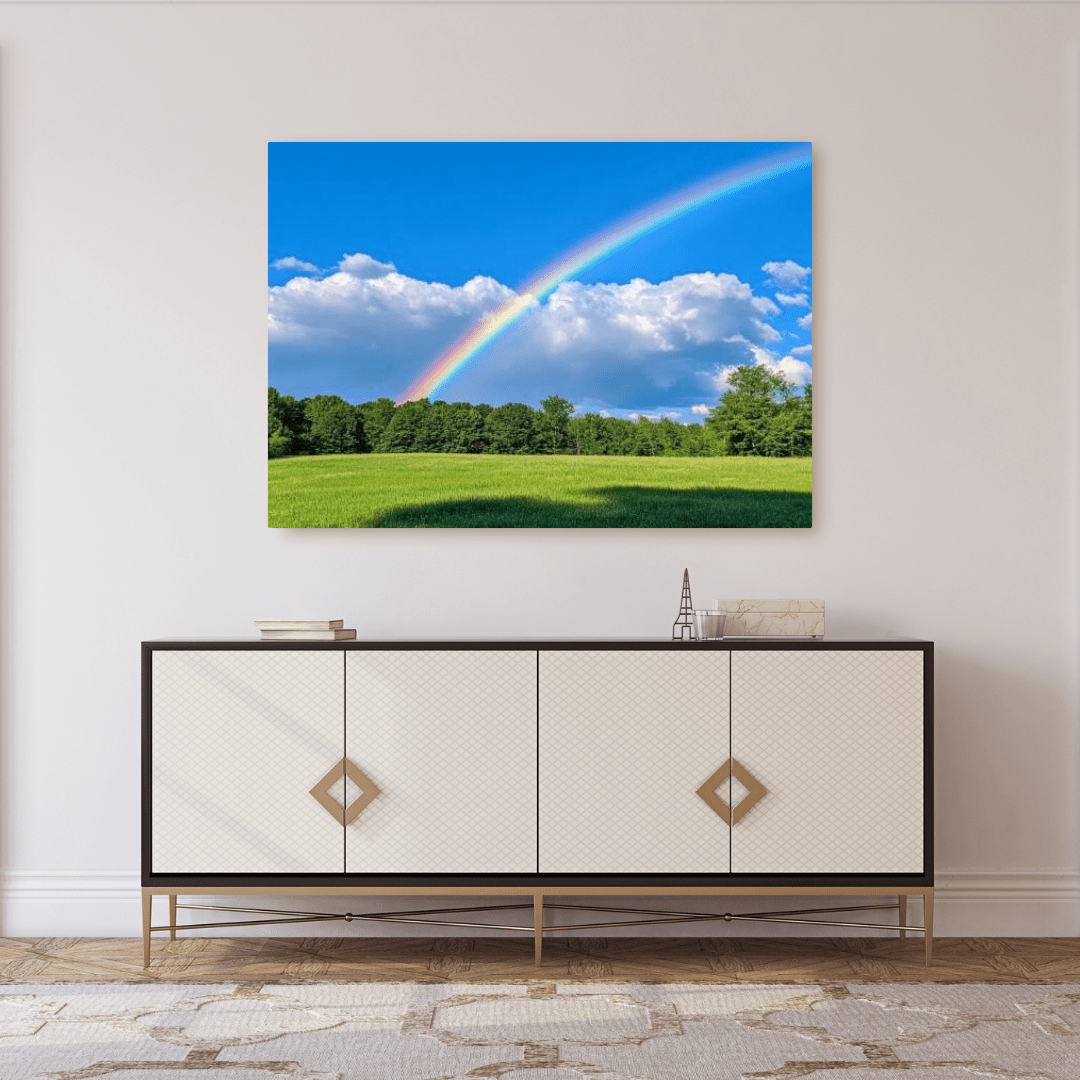 Rainbow over Lush Greenery - Landscape Wall Art - Aestheticanvas