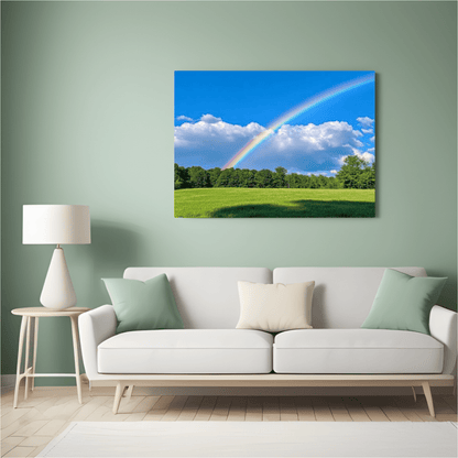 Rainbow over Lush Greenery - Landscape Wall Art - Aestheticanvas