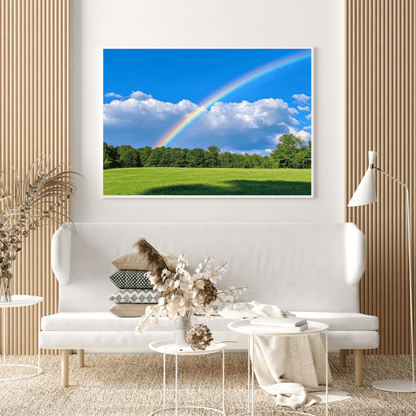 Rainbow over Lush Greenery - Landscape Wall Art - Aestheticanvas