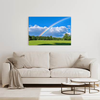 Rainbow over Lush Greenery - Landscape Wall Art - Aestheticanvas