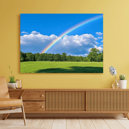 Rainbow over Lush Greenery - Landscape Wall Art - Aestheticanvas