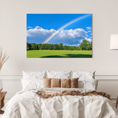 Rainbow over Lush Greenery - Landscape Wall Art - Aestheticanvas