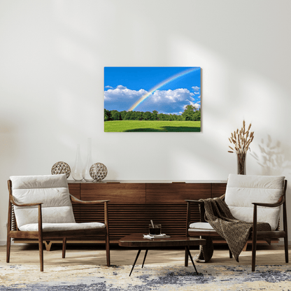 Rainbow over Lush Greenery - Landscape Wall Art - Aestheticanvas