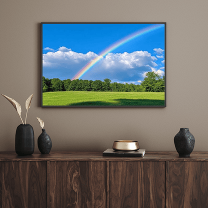 Rainbow over Lush Greenery - Landscape Wall Art - Aestheticanvas