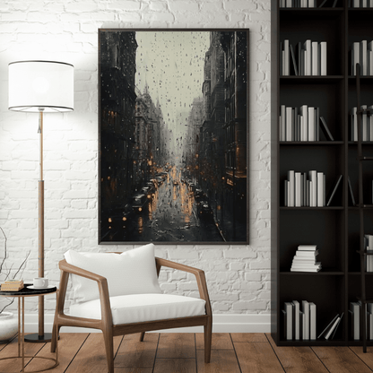 Rainy Day Vintage City - Urban Wall Art - Aestheticanvas