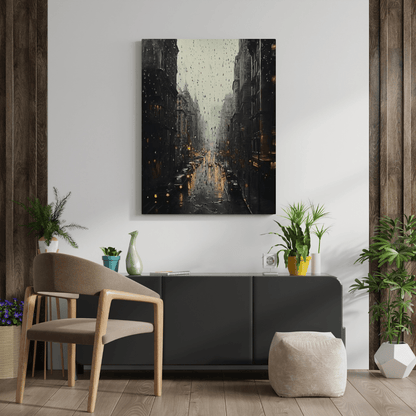 Rainy Day Vintage City - Urban Wall Art - Aestheticanvas