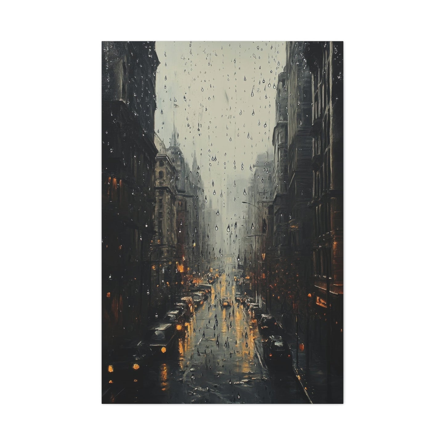 Rainy Day Vintage City - Urban Wall Art - Aestheticanvas