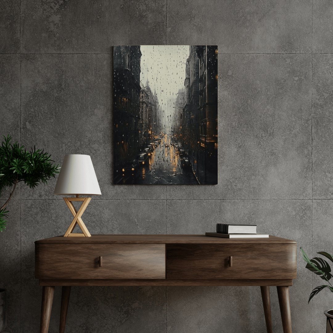 Rainy Day Vintage City - Urban Wall Art - Aestheticanvas