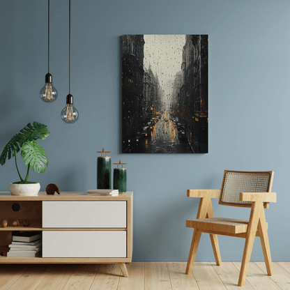 Rainy Day Vintage City - Urban Wall Art - Aestheticanvas