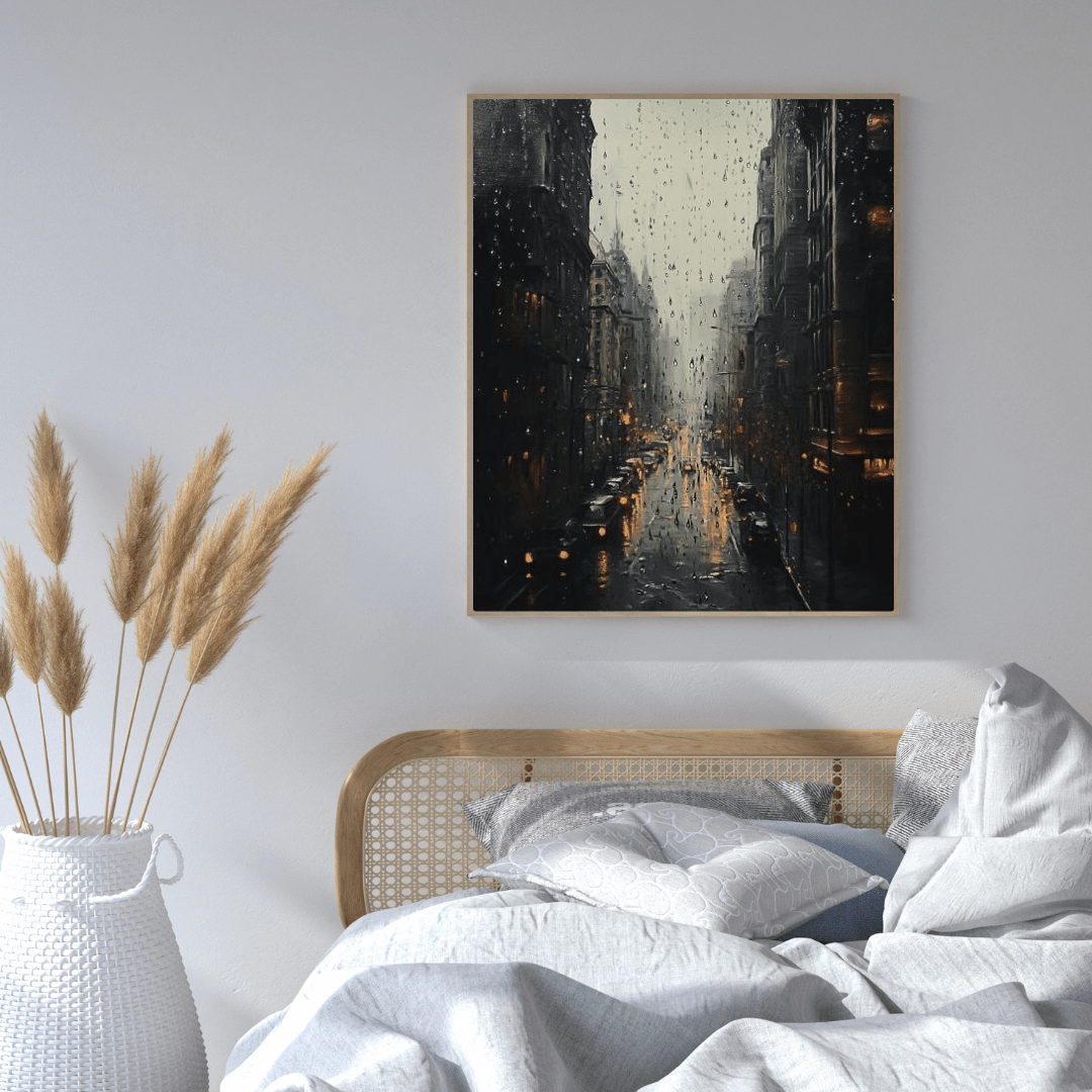 Rainy Day Vintage City - Urban Wall Art - Aestheticanvas