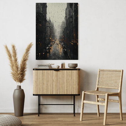 Rainy Day Vintage City - Urban Wall Art - Aestheticanvas