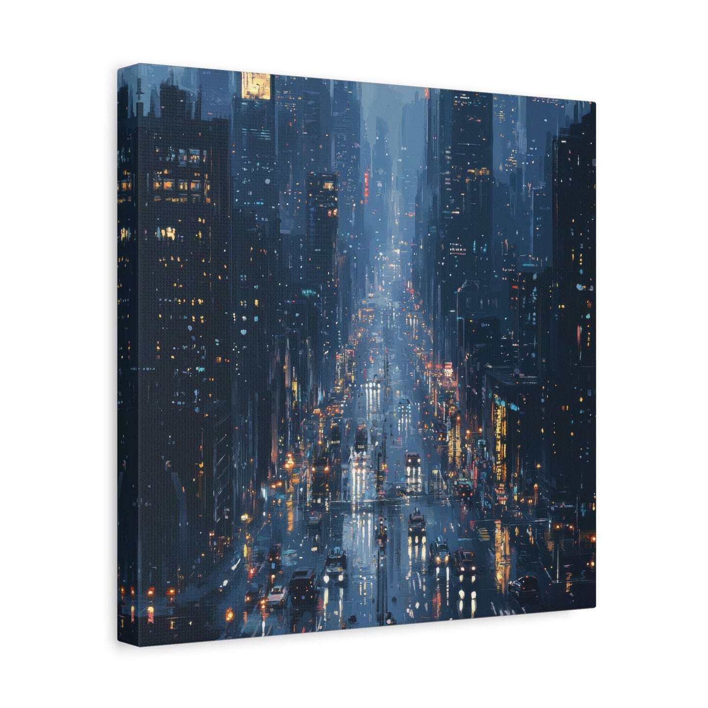 Rainy Night in Urban Cityscape - City Wall Art - Aestheticanvas