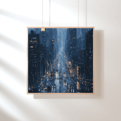 Rainy Night in Urban Cityscape - City Wall Art - Aestheticanvas