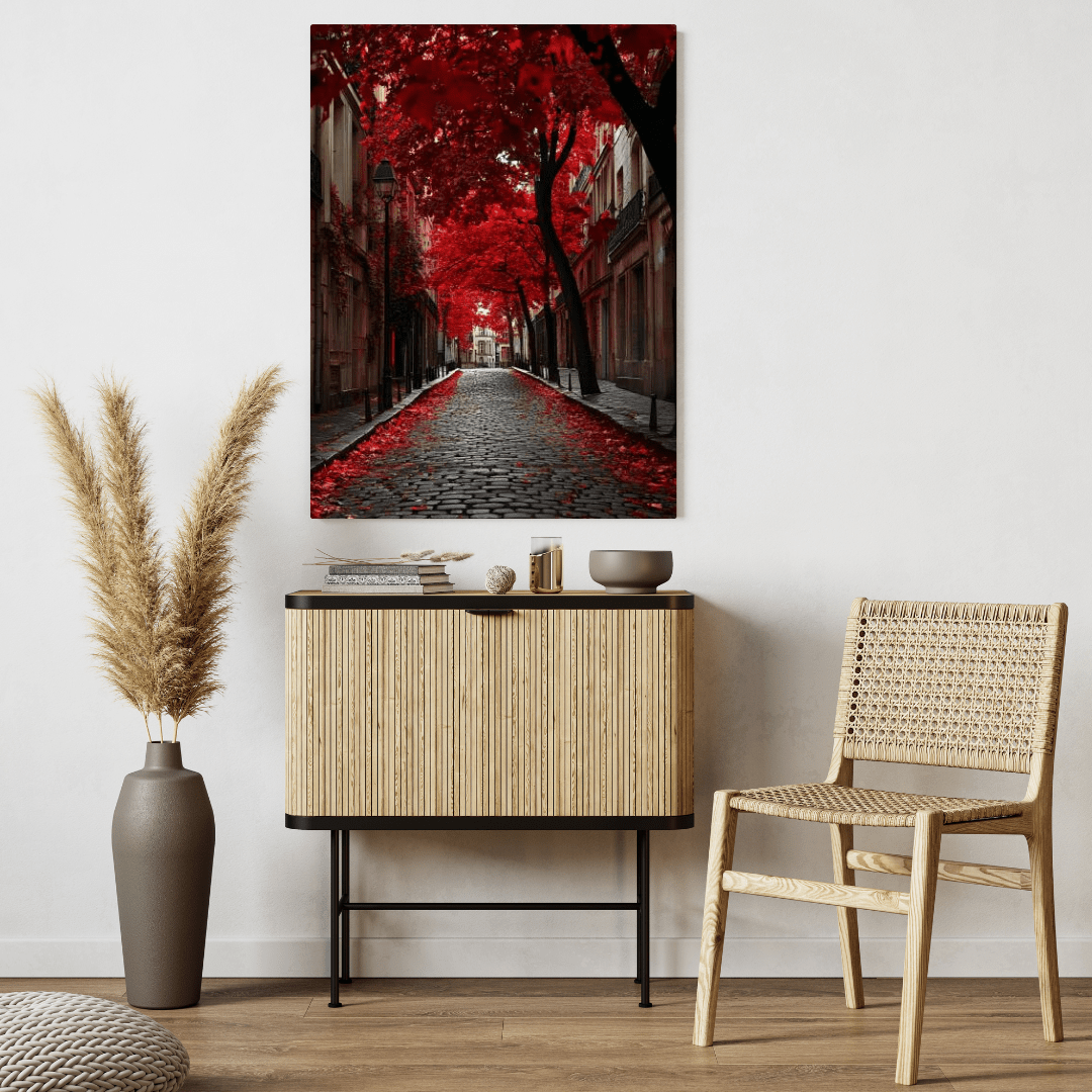 Red Autumn Avenue - City Wall Art - Aestheticanvas