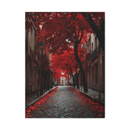 Red Autumn Avenue - City Wall Art - Aestheticanvas