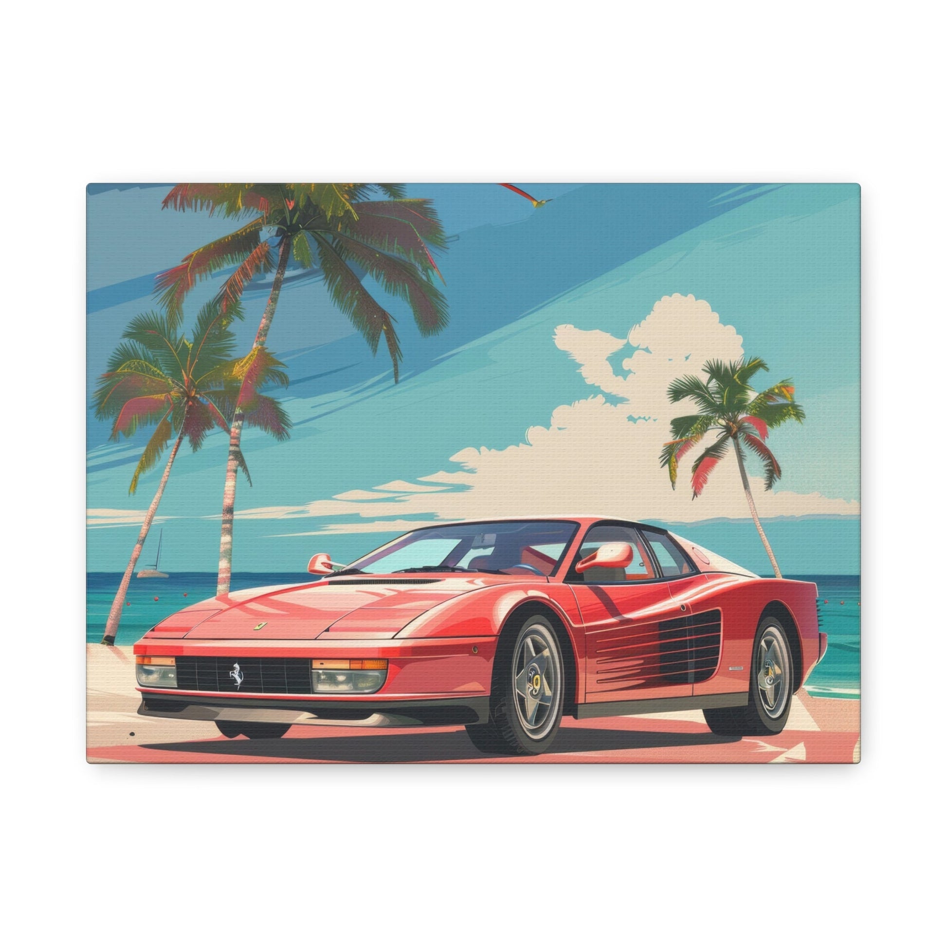 Red Ferrari Testarossa - Car Wall Art - Aestheticanvas