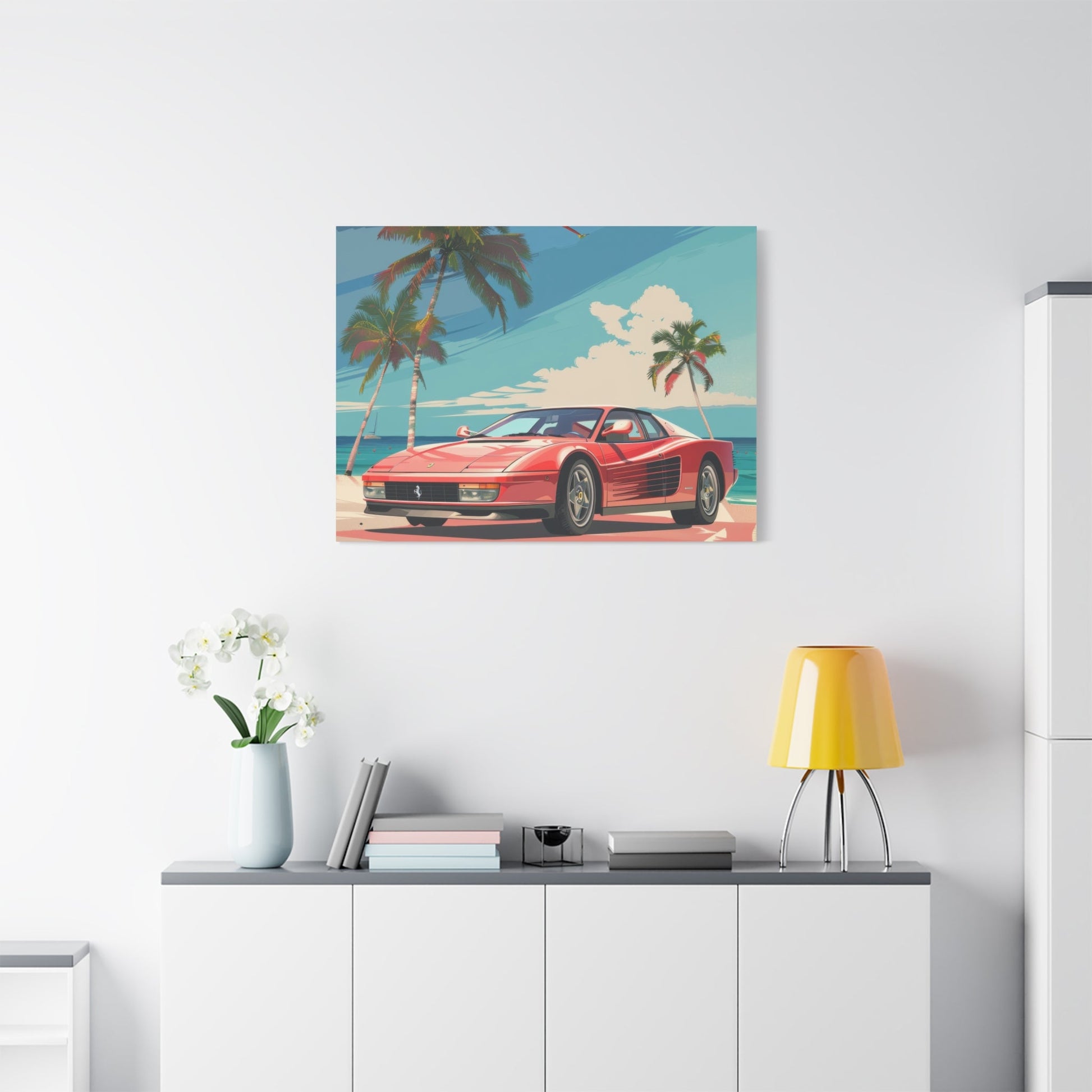 Red Ferrari Testarossa - Car Wall Art - Aestheticanvas