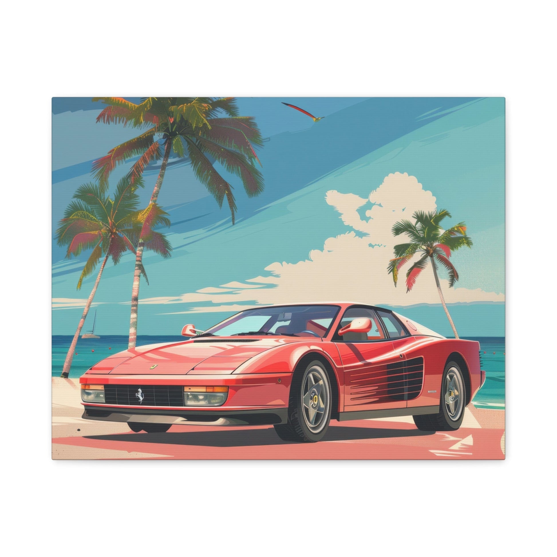 Red Ferrari Testarossa - Car Wall Art - Aestheticanvas