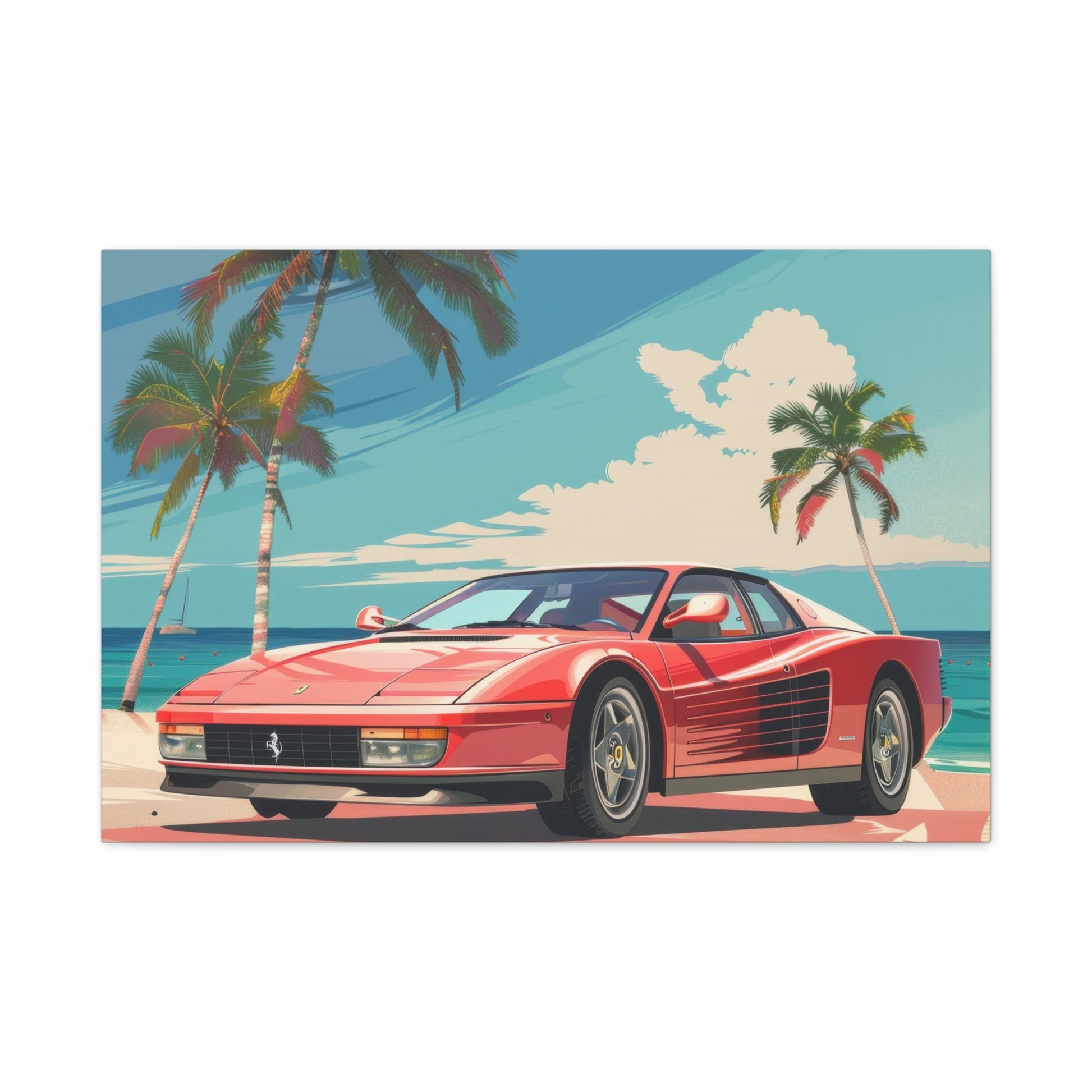 Red Ferrari Testarossa - Car Wall Art - Aestheticanvas