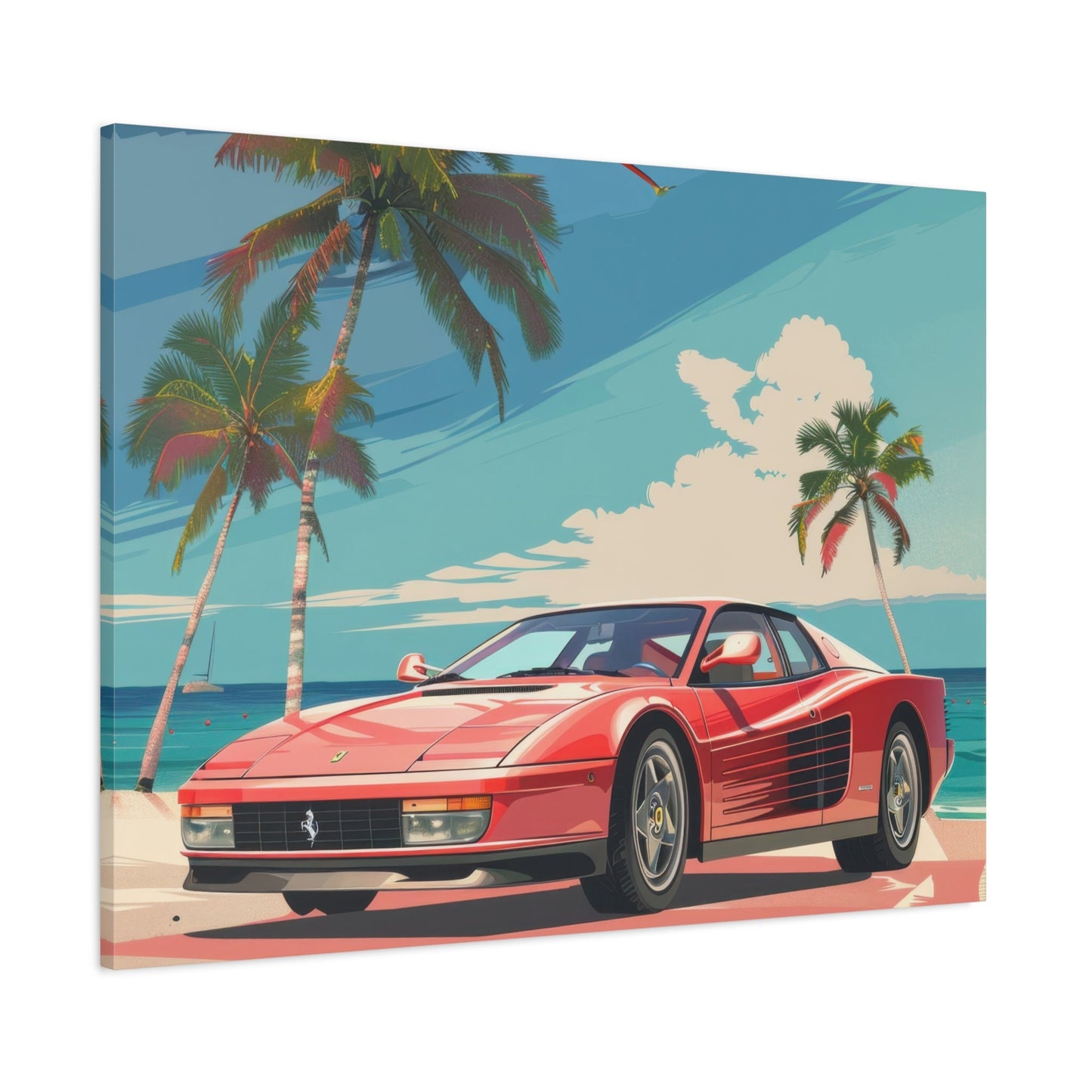 Red Ferrari Testarossa - Car Wall Art - Aestheticanvas