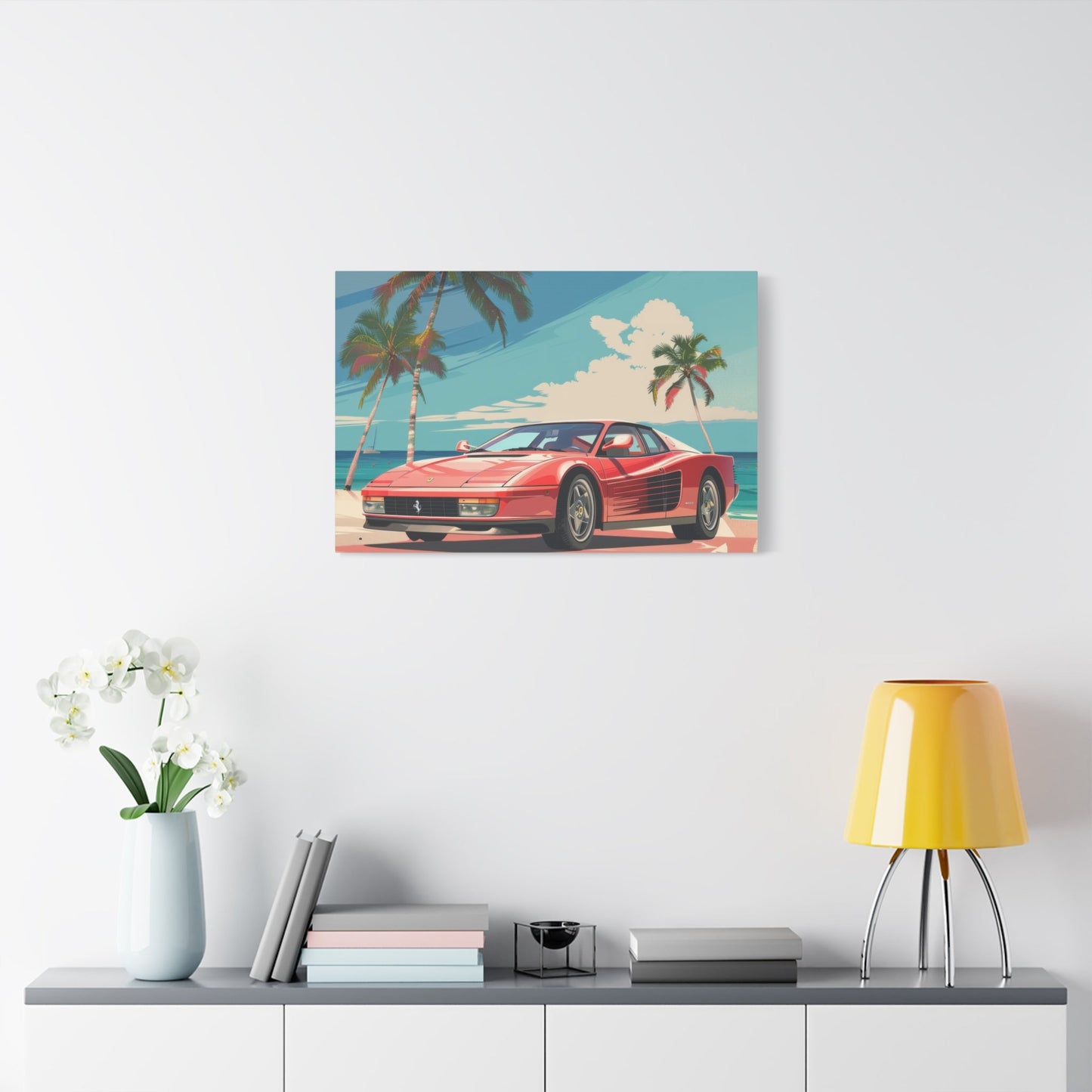 Red Ferrari Testarossa - Car Wall Art - Aestheticanvas