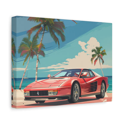 Red Ferrari Testarossa - Car Wall Art - Aestheticanvas