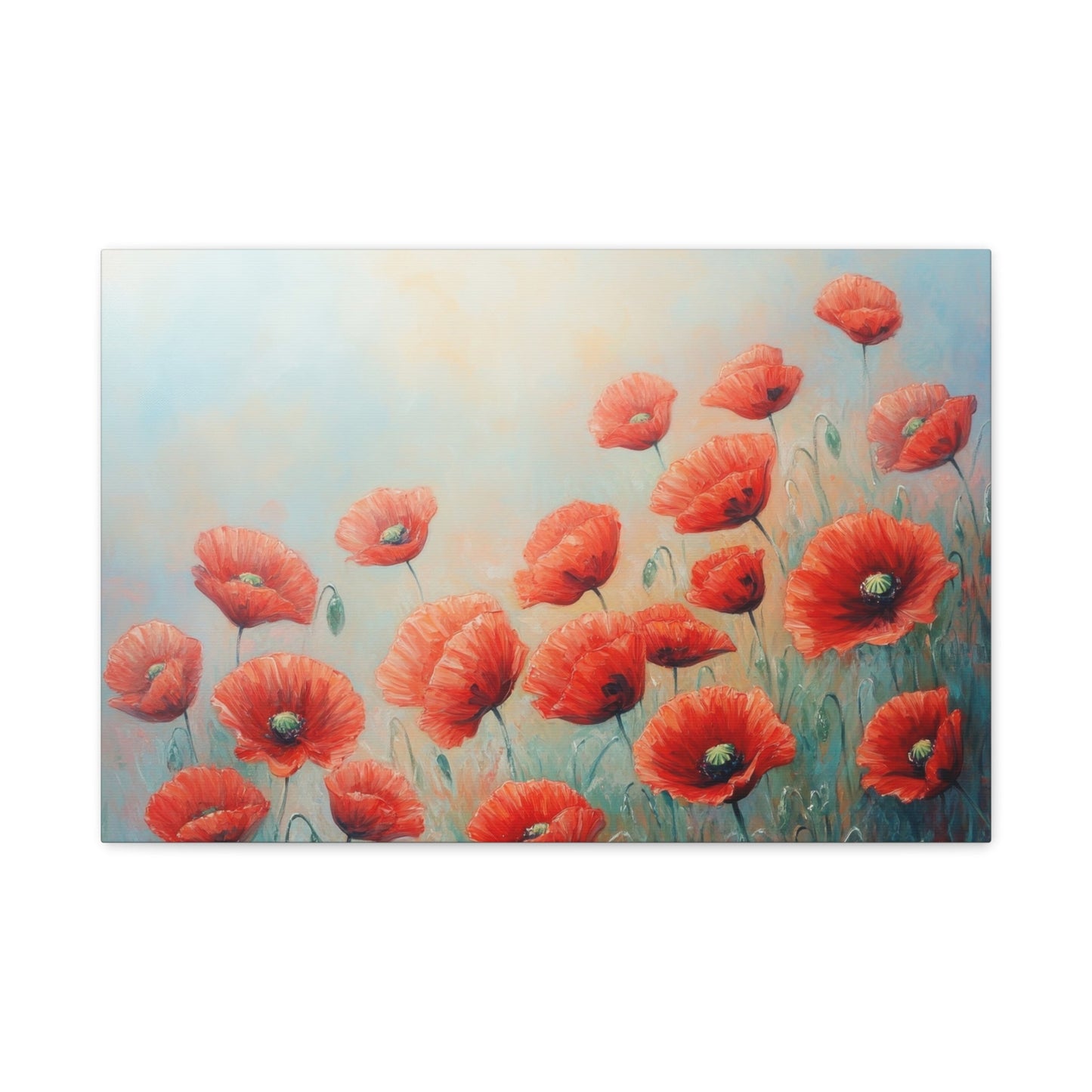 Red Poppies in Early Morning - Flower Wall Art - Aestheticanvas