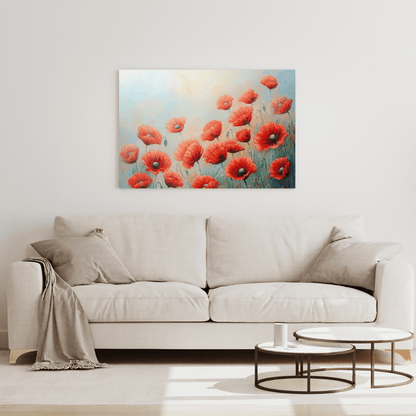 Red Poppies in Early Morning - Flower Wall Art - Aestheticanvas