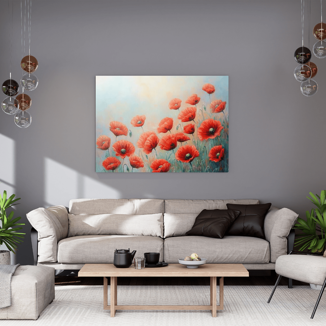 Red Poppies in Early Morning - Flower Wall Art - Aestheticanvas