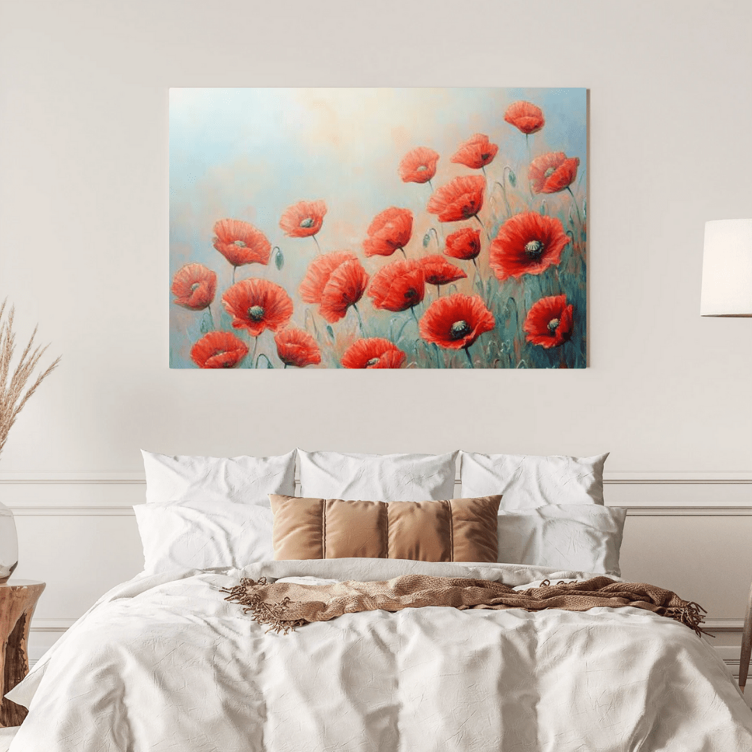 Red Poppies in Early Morning - Flower Wall Art - Aestheticanvas