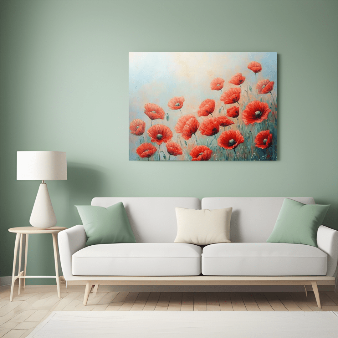 Red Poppies in Early Morning - Flower Wall Art - Aestheticanvas