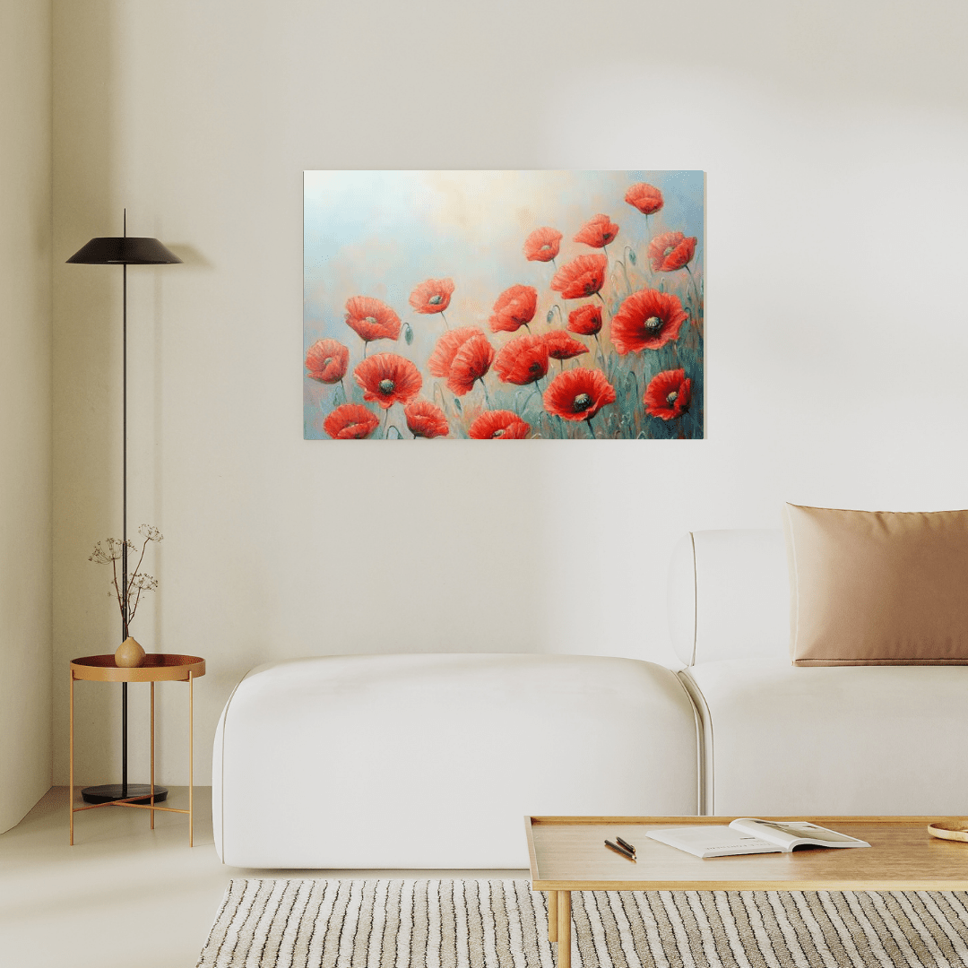 Red Poppies in Early Morning - Flower Wall Art - Aestheticanvas